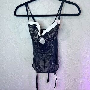 Black and White Lace Bustier Victoria’s Secret Corset 32D excellent condition